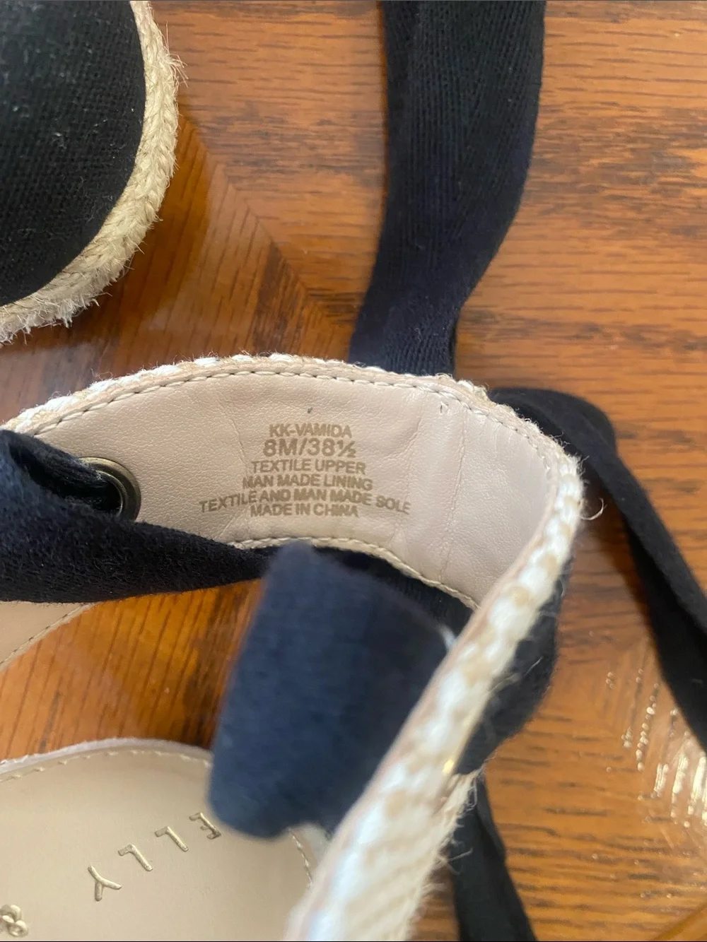 Kelly & Katie Black Espadrille Wedge Tie-Up Sandals